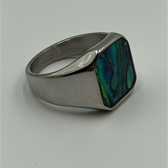 2034- Natural Abalone Shell Handmade Men's Ring Size 11.5 NWT - Picture 1 of 8